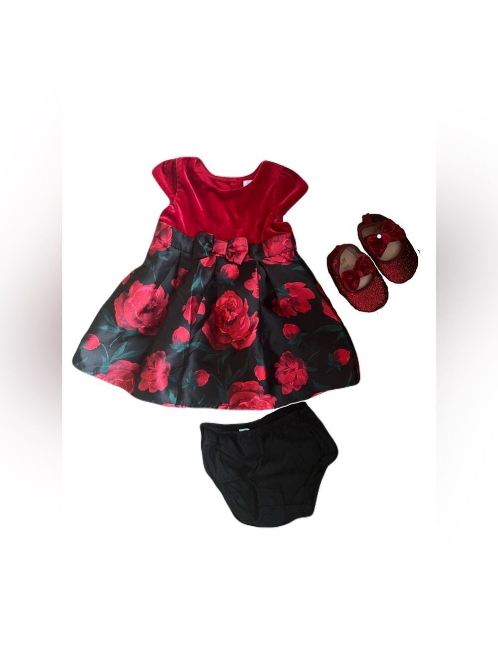 Christmas‎ Dress with H&M Shimmering Burgundy Baby Shoes